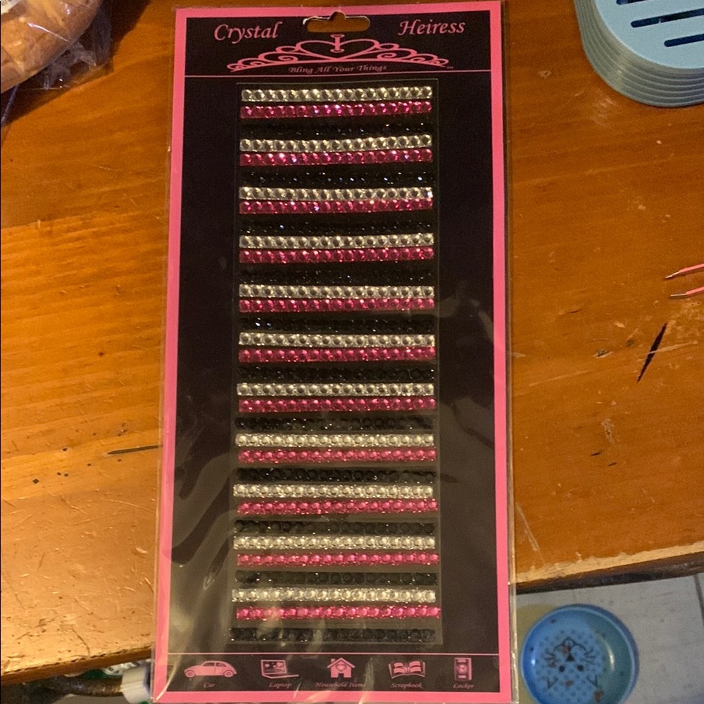 Pink and Silver Rhinestone Strips - Picture 5 of 7